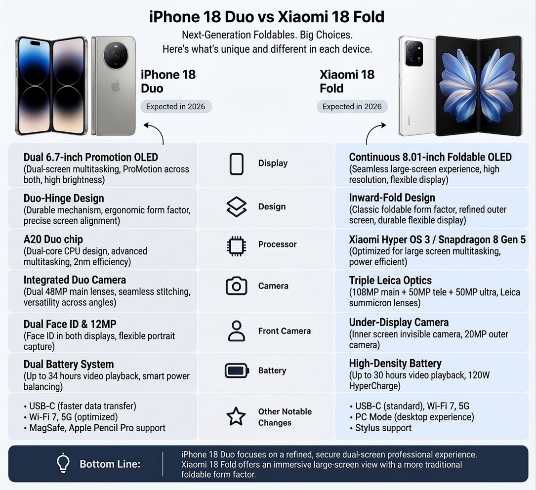 Xiaomi 18 Fold vs iPhone Duo: Which Foldable Phone Is Better?