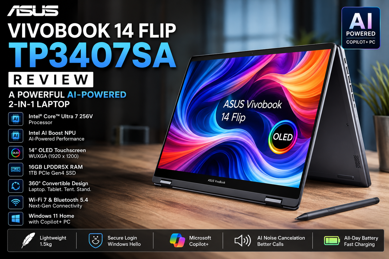 ASUS Vivobook 14 Flip TP3407SA Review: A Powerful AI-Powered 2-in-1 Laptop